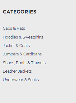 Footer Categories Frontend